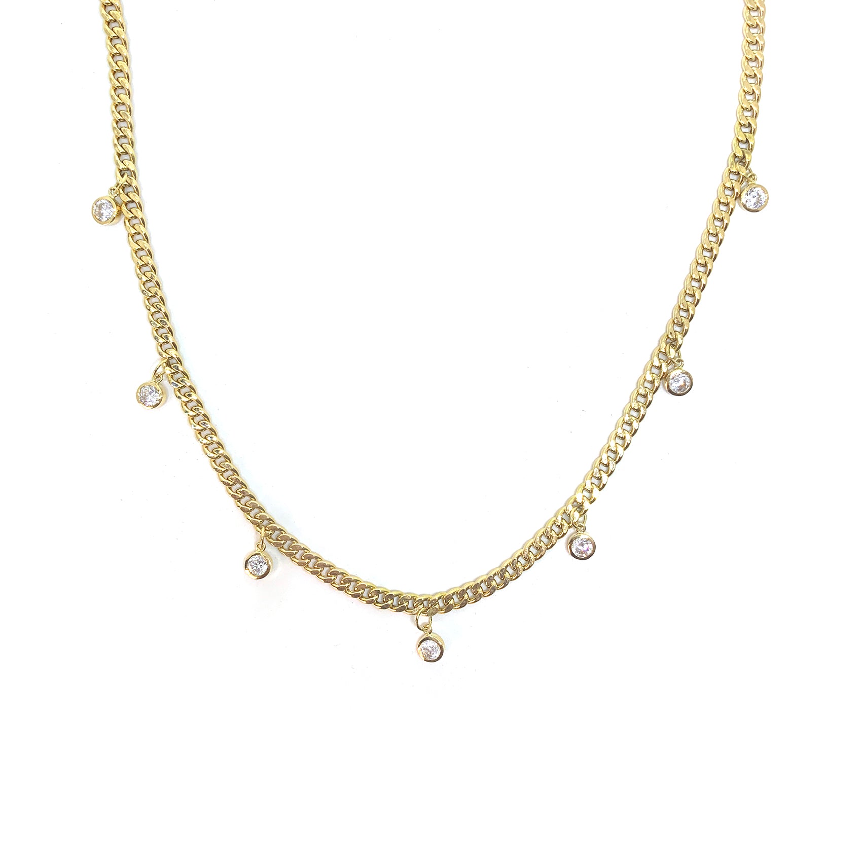 Round Stone Drop Bold Chain Necklace Round Stone Drop Bold Chain Necklace
