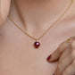 ruby heart ball chain necklace