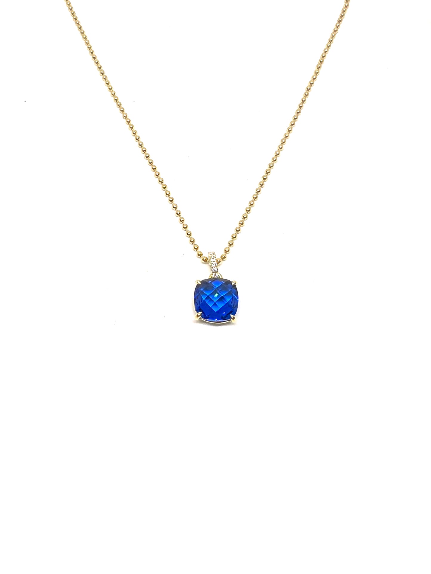 sapphire stone ball chain necklace