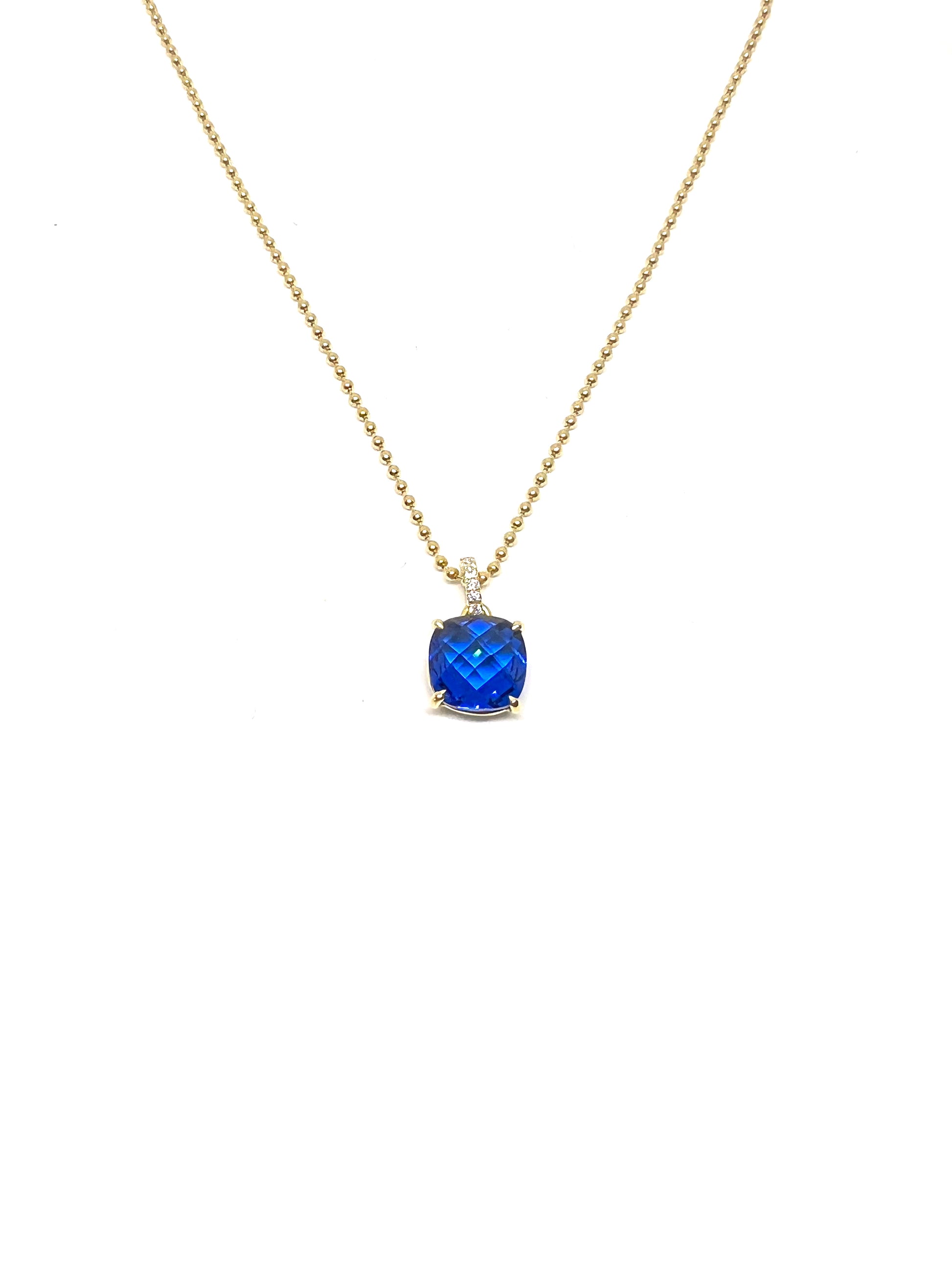 sapphire stone ball chain necklace