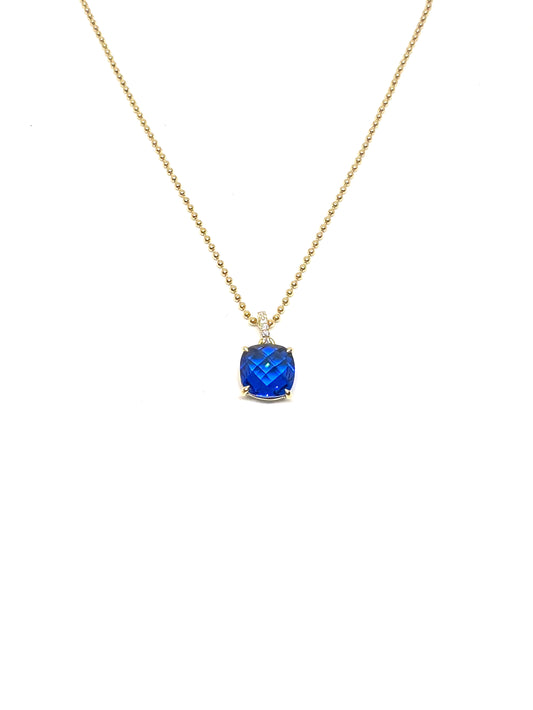 sapphire stone ball chain necklace