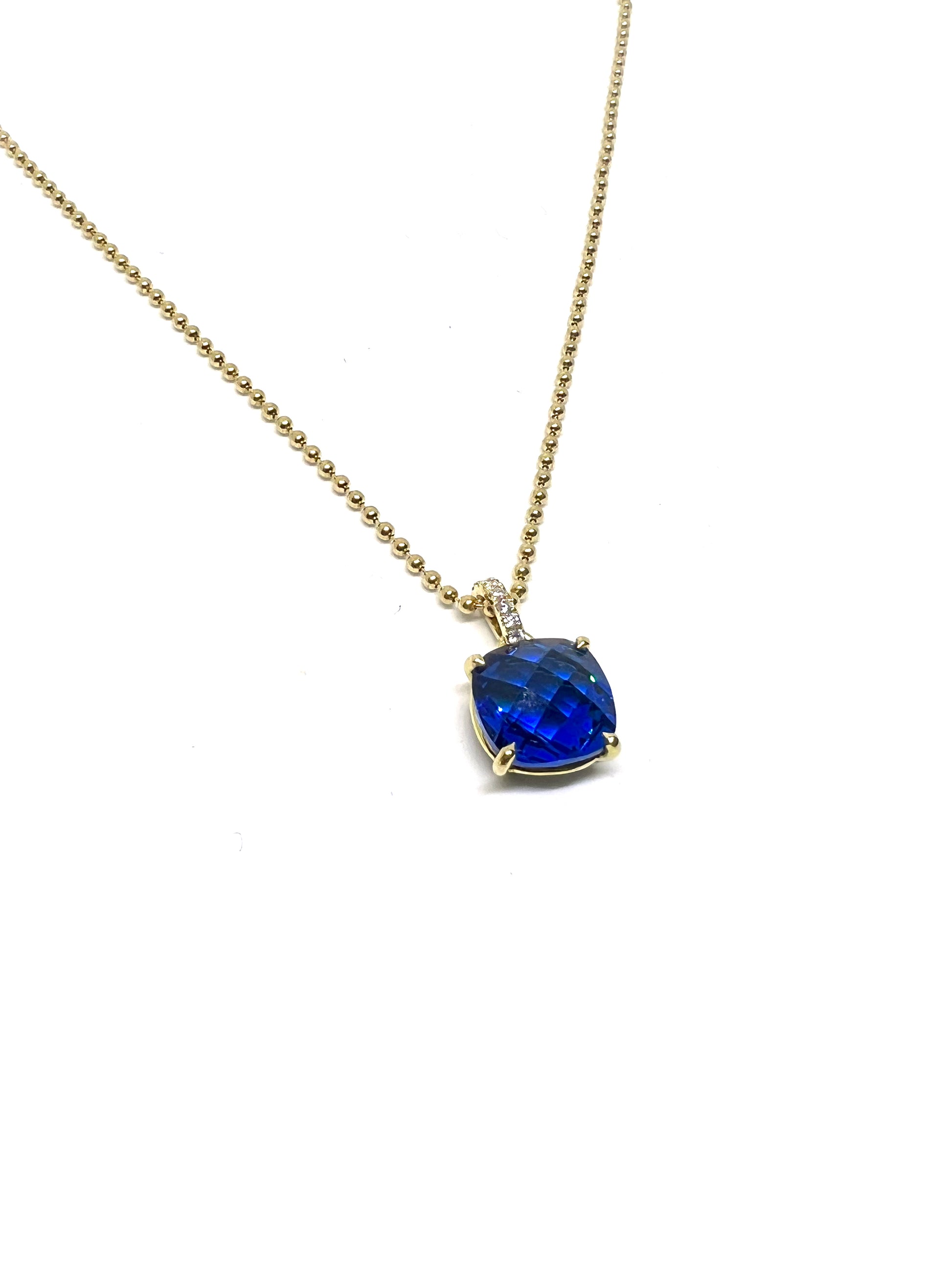 sapphire stone ball chain necklace