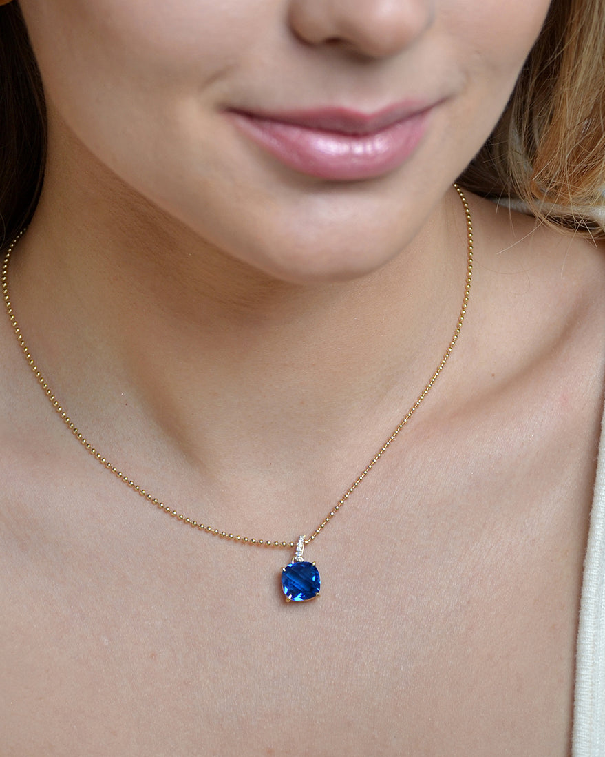 sapphire stone ball chain necklace