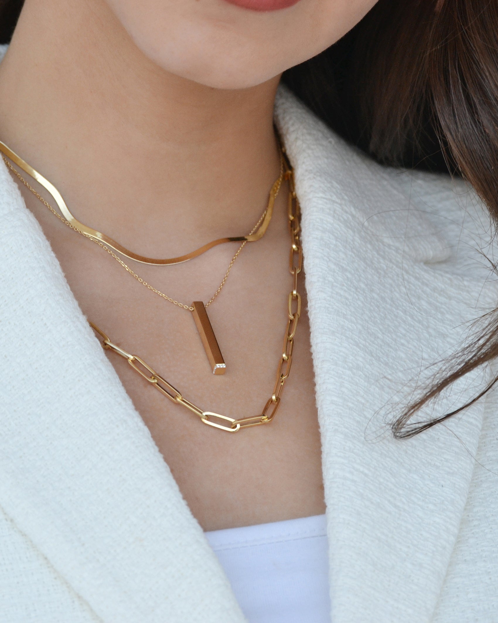engraved 3d bar necklace