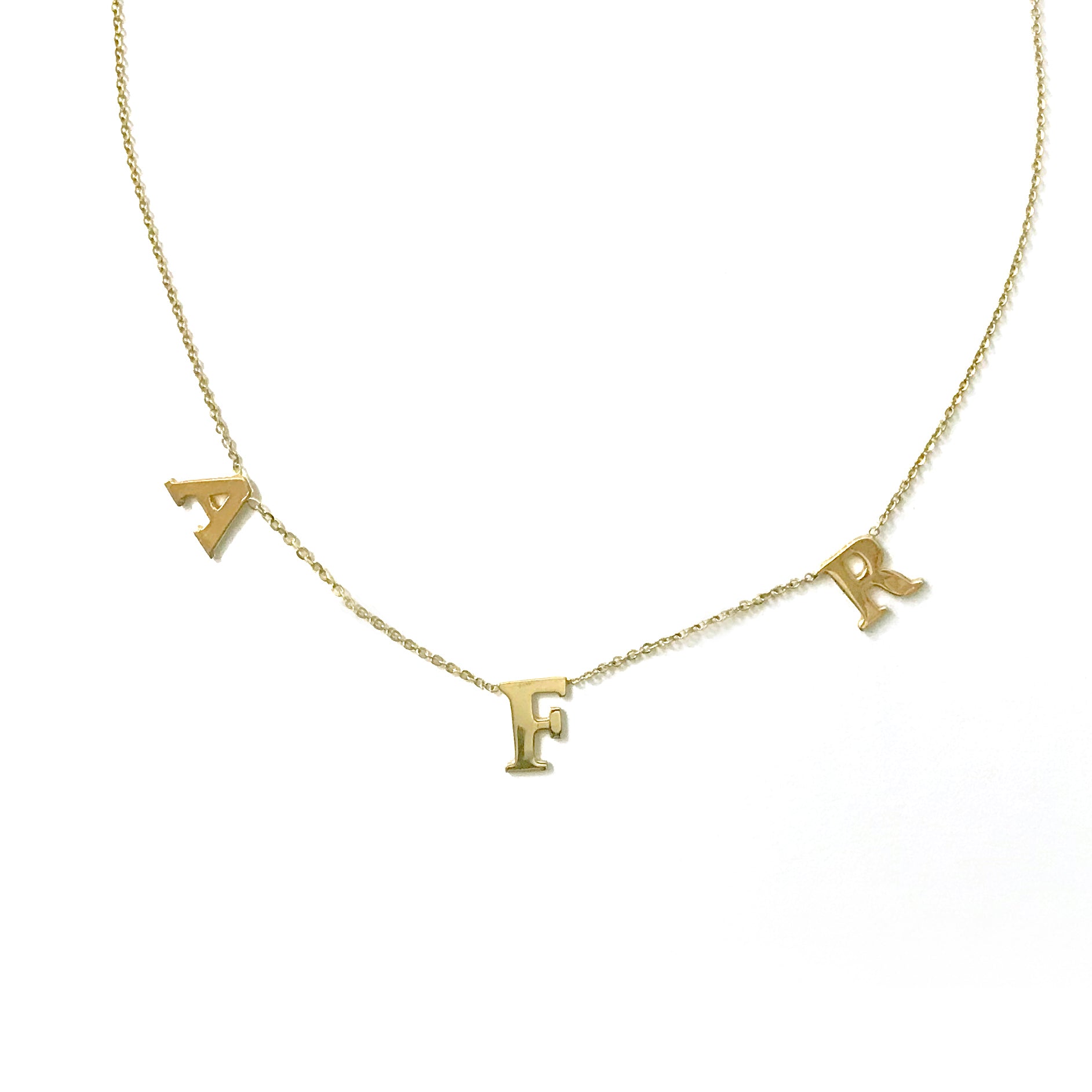 letters and shapes necklace