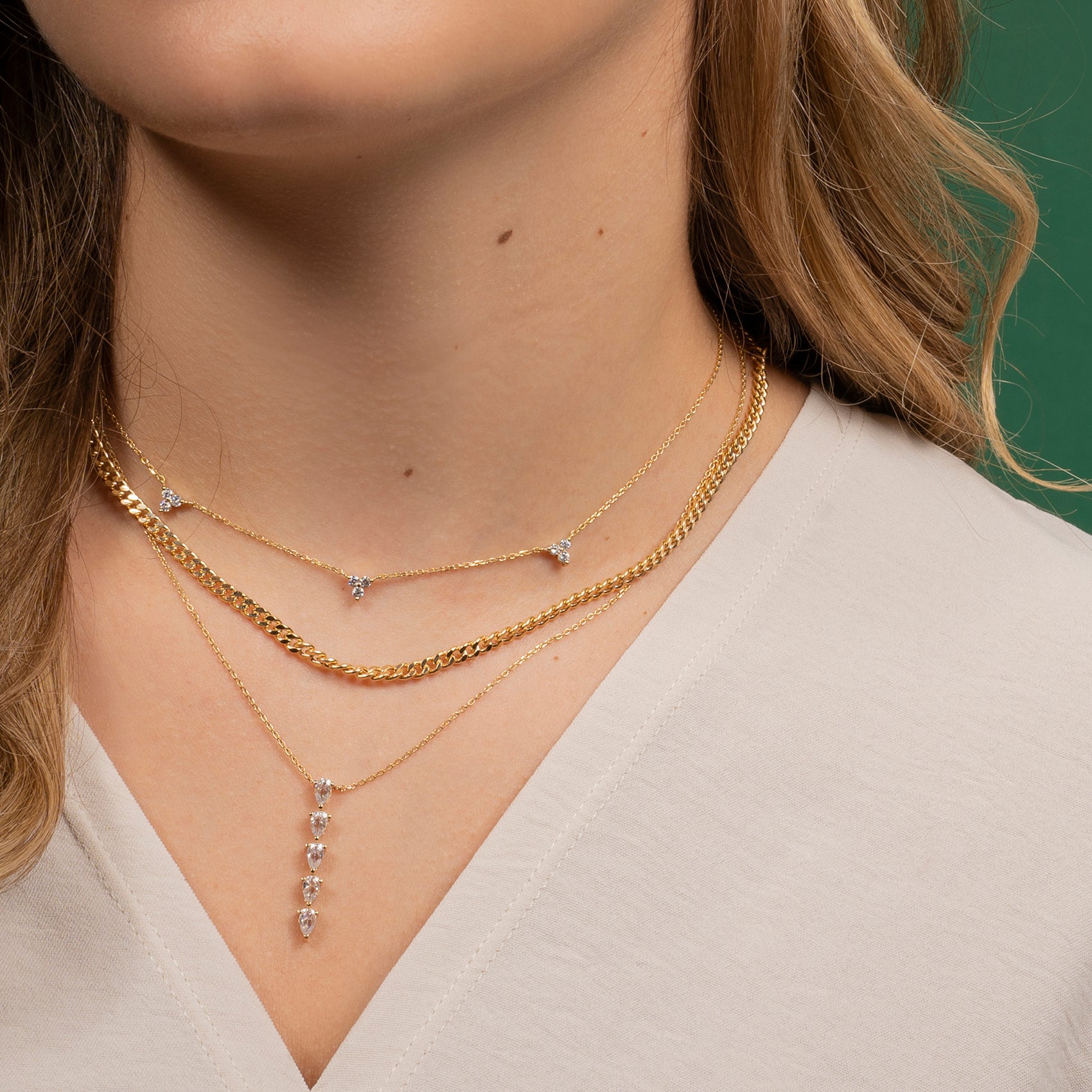 Pear Stones Vertical Necklace